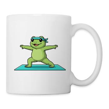 Yoga-Frosch-Amphibien macht Krieger-Pose - Tasse - Weiß - Rechts