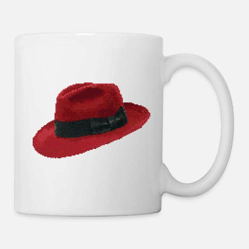 Retro Pixel Art Red Fedora Hat - Tasse - Weiß