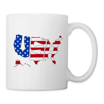 USA Lettreries America Outline Drapeau américain - Mug blanc - blanc - Droite