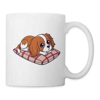 Cavalier king charle dreamer on plaid cushion - Mug - white - Right