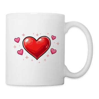 Glitzer Herzliebe Muster - Tasse - Weiß - Rechts