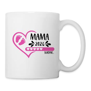 Mama 2026 loading Herz Babyfüße pink rosa Mädchen - Tasse - Weiß - Rechts