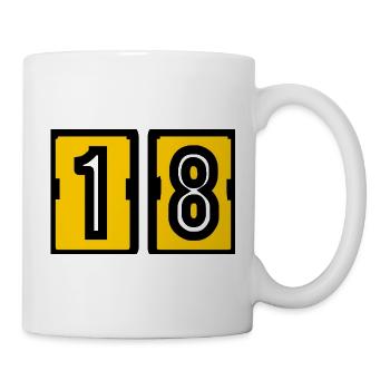 18. 18 JAHRE ALT. 18-JÄHRIGES JUBILÄUM. 18. GEBURTSTAG. - Tasse - Weiß - Rechts