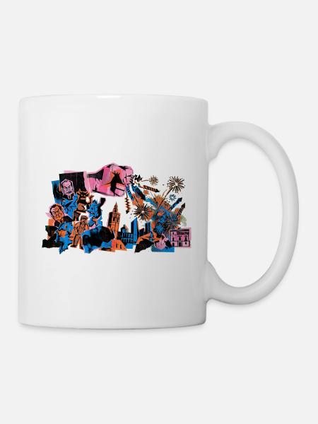 Fallas De Valencia Feuerwerk Risographie - Tasse - Weiß