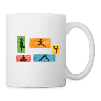 Silhouettes colorées de yoga - Mug blanc - blanc - Droite