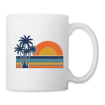 Retro Sunset Palm Trees Summer Beach - Mug - white - Right