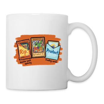 Rip Pull Protect Trading Card Booster Pack Opening - Mug - white - Right