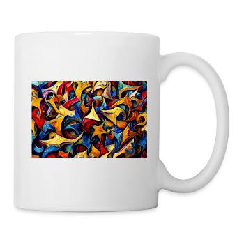 Bunte Sternformen Abstrakt - Tasse - Weiß - Rechts