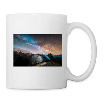 Man standing on field gazing the milky way - Mug - white - Right