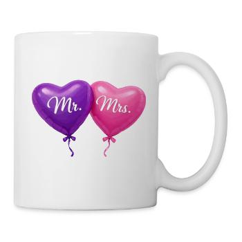 Herzballons Mr und Mrs - Tasse - Weiß - Rechts