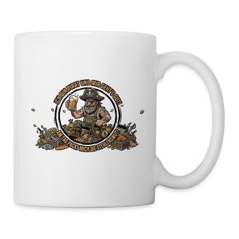 Pirate avec butin et bière - Mug blanc - blanc - Droite