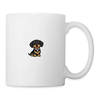 Kleiner Dackel Cartoon - Tasse - Weiß - Rechts
