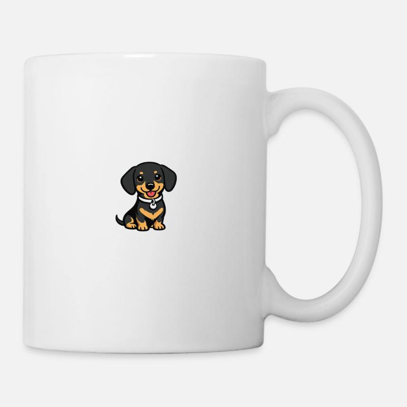 Kleiner Dackel Cartoon - Tasse - Weiß