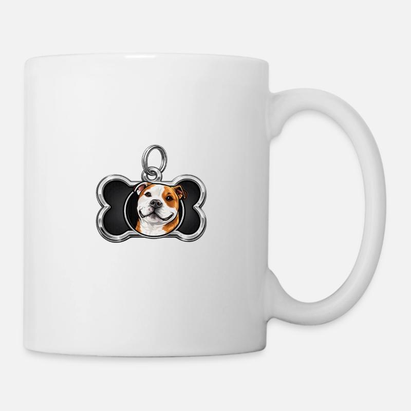 Pendentif en os à motif de chien joyeux - Mug blanc - blanc