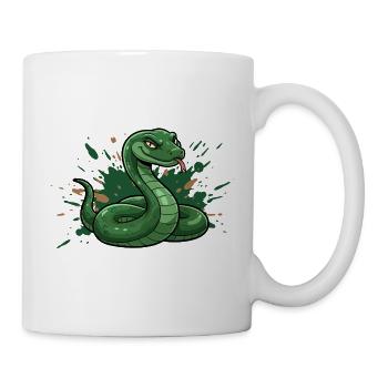 Serpent de dessin animé vert avec éclaboussures - Mug blanc - blanc - Droite