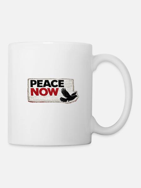 Peace Now – Schwarzer Taubenaufkleber - Tasse - Weiß