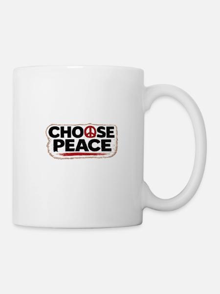 Wählen Sie Frieden – Friedenssymbol-Aufkleber - Tasse - Weiß