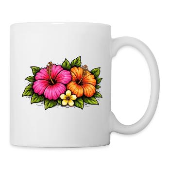 Fleurs tropicales d’hibiscus - Mug blanc - blanc - Droite