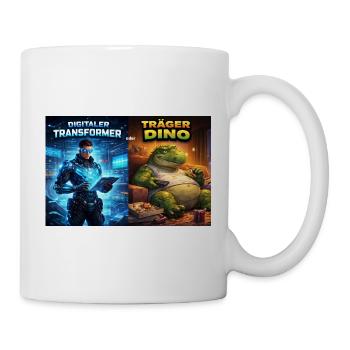 Digitaler Tech-Kämpfer oder träger Dino - Tasse - Weiß - Rechts
