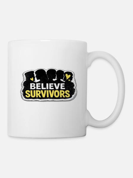 Believe Survivors Feministisches Bewusstseinsaufkleber - Tasse - Weiß
