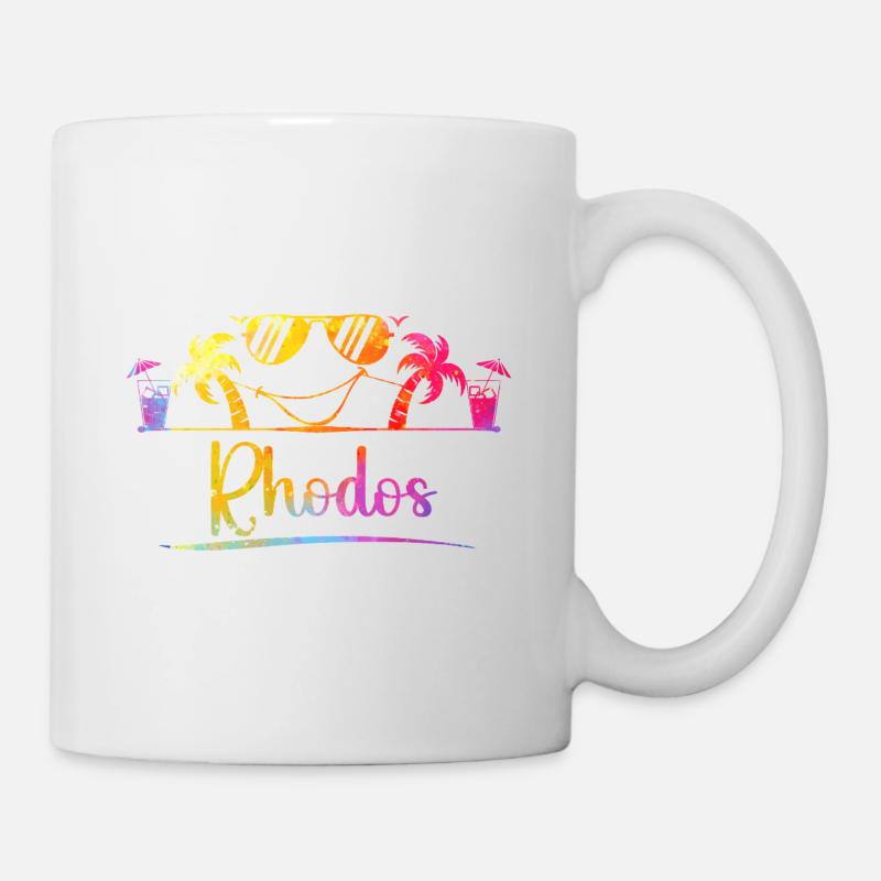 Rhodes Beach Dream Flampe de Couleurs - Mug blanc - blanc