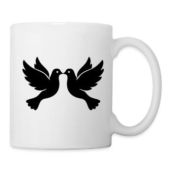 Tourterelles mariées – Tourtereaux noirs et blancs - Mug blanc - blanc - Droite