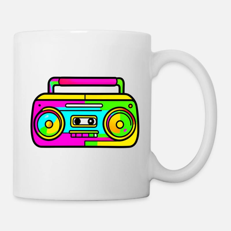 Neon Boombox Retro Pop Art - Tasse - Weiß