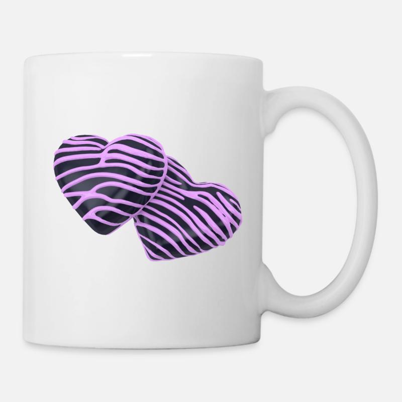 Pink Hearts auf Schwarz - Tasse - Weiß