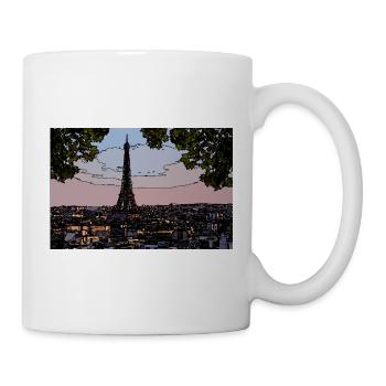 Ambiance du soir parisien à la tour Eiffel - Mug blanc - blanc - Droite
