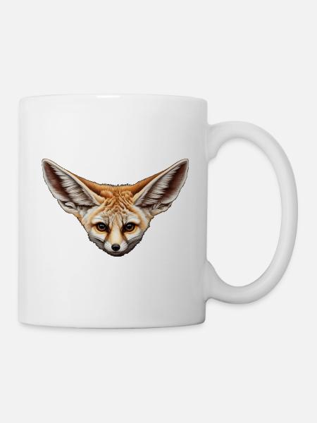 Fennek gesicht füchse Illustration Detailreich - Tasse - Weiß