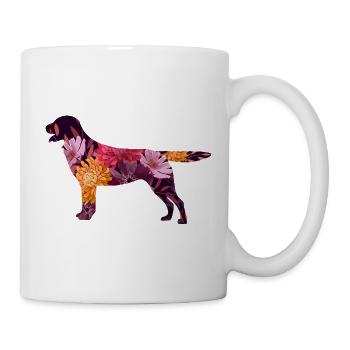 Blumenerfüllte Hundesilhouette Labrador Retriever - Tasse - Weiß - Rechts