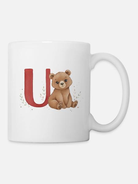 Bär mit Buchstabe U - Tasse - Weiß