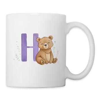Cuddly bear on the letter H - Mug - white - Right
