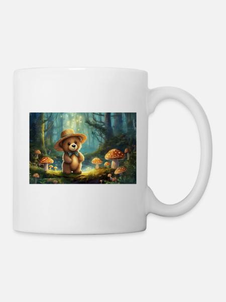 Teddy bear in the fairytale forest - Mug - white