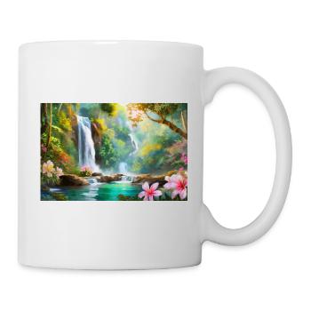 Dschungelwasserfall Traum - Tasse - Weiß - Rechts