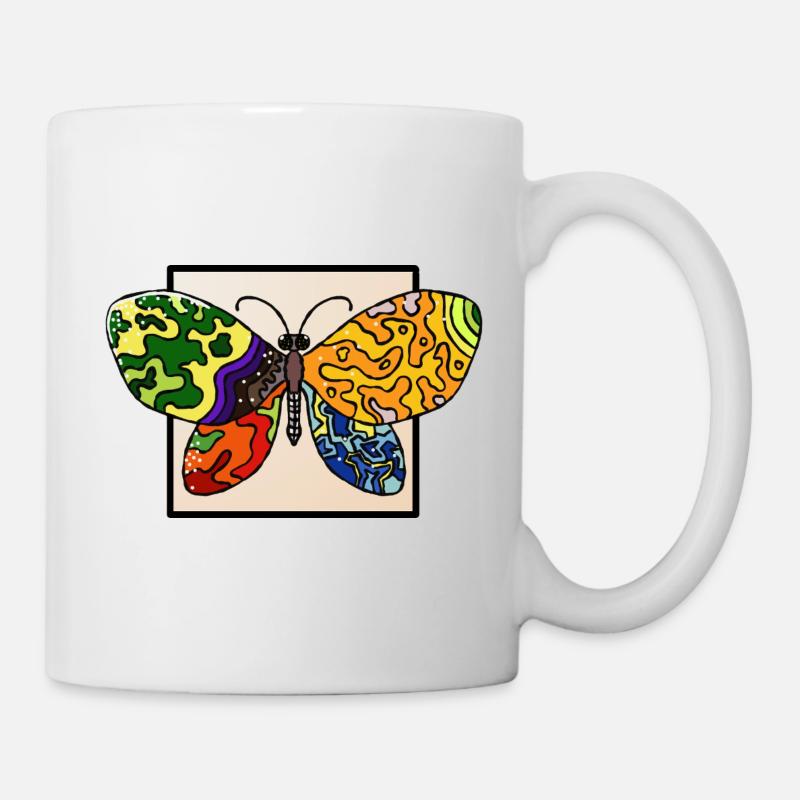 Multicolored Psyedelic Butterfly - Mug - white