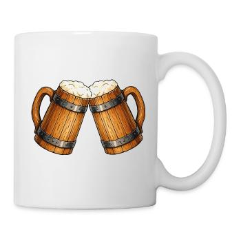 Prost! Zwei Bierkrüge Stoßen - Tasse - Weiß - Rechts