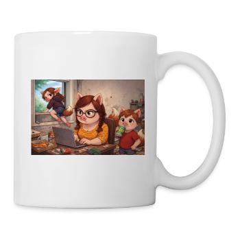 Porcs et filles en chaos numérique - Mug blanc - blanc - Droite