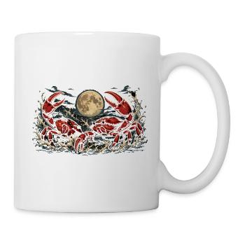 Crabes dans la mer au clair de lune Design graphique - Mug blanc - blanc - Droite