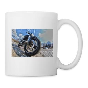 Moto frontale sur la route - Mug blanc - blanc - Droite