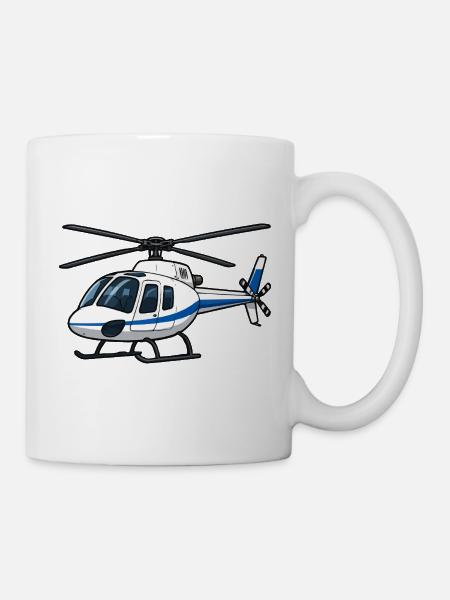 Helikopter Blau Weiß Illustration - Tasse - Weiß