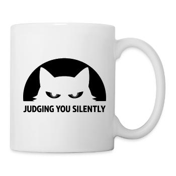Katze Stilles Urteil Schwarzer Humor - Tasse - Weiß - Rechts