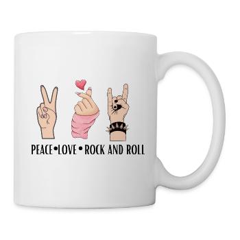 Peace Love Rock And Roll - Tasse - Weiß - Rechts