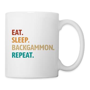 Mange, dors, backgammon, répète | Jeu de société - Mug blanc - blanc - Droite
