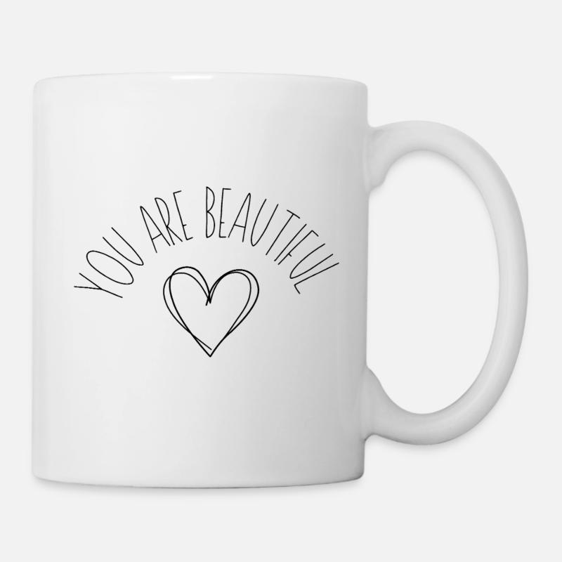 Silhouette des lignes de cœur - Mug blanc - blanc