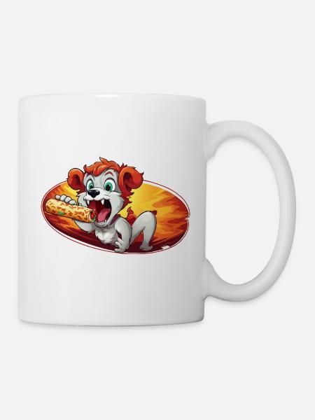 Feuerlicher Pizza-Hund - Tasse - Weiß