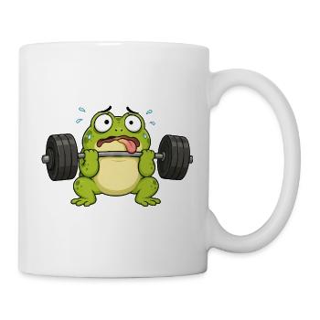 Lustiger Frosch im Fitnessstudio Gewichte heben - Tasse - Weiß - Rechts