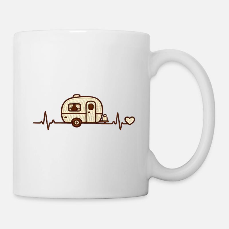 Heart Caravan Retro Sketch - Mug - white