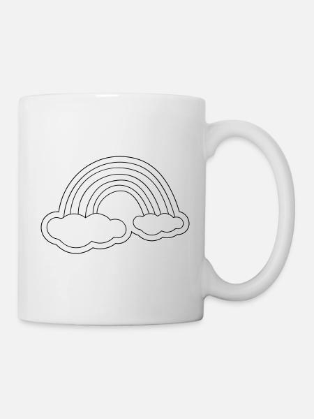 Minimalist rainbow on clouds - Mug - white