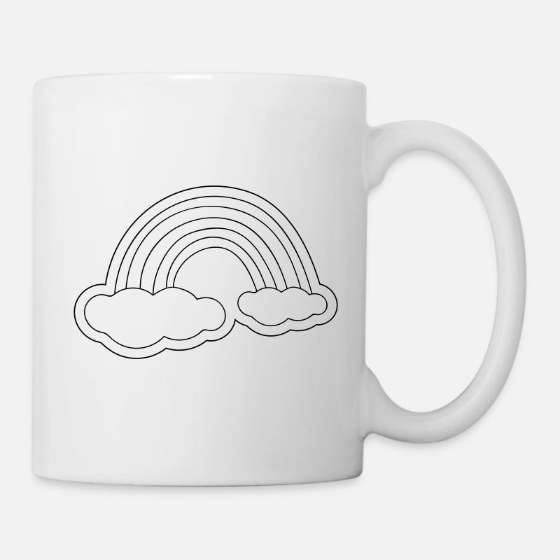 Minimalistischer Regenbogen auf Wolken - Tasse - Weiß